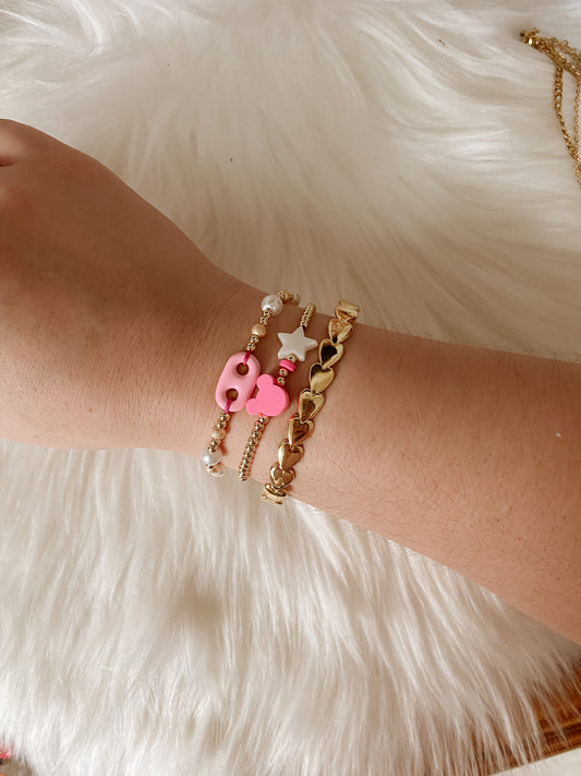 Pink link bracelet