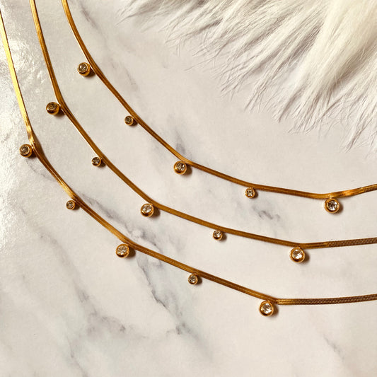 Crystal Drops Herringbone choker