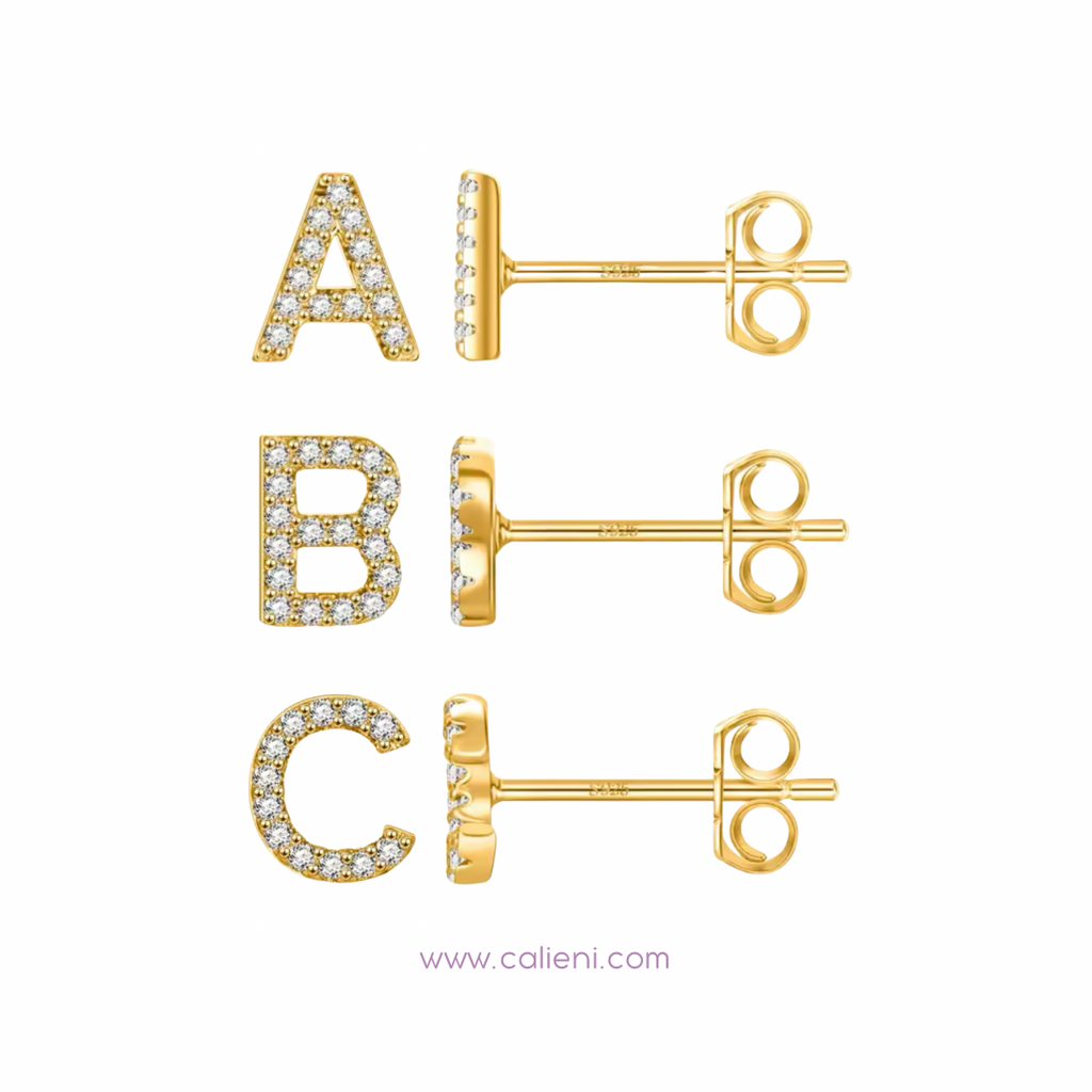 Brilliant Letters studs ~GOLD