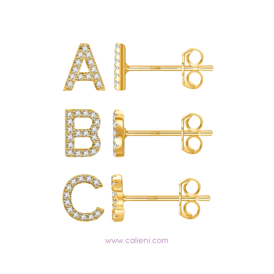 Brilliant Letters studs ~GOLD