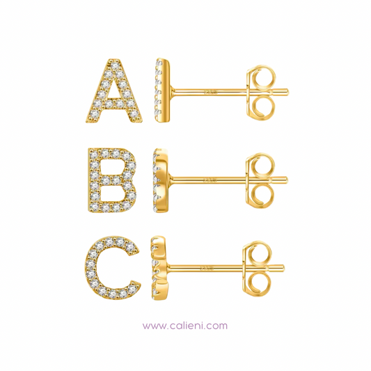 Brilliant Letters studs ~GOLD