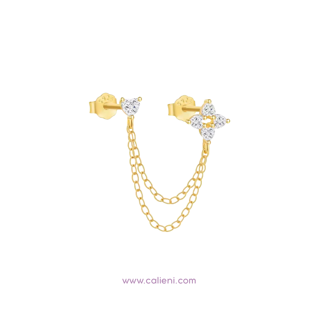 Fleur Double chain studs