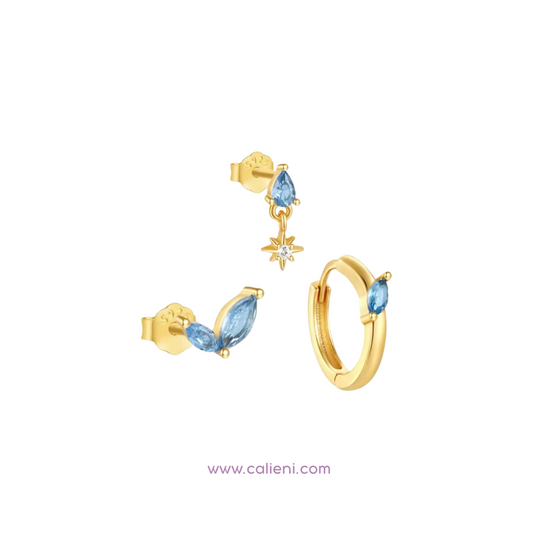 Sky blue individual piercings and huggies