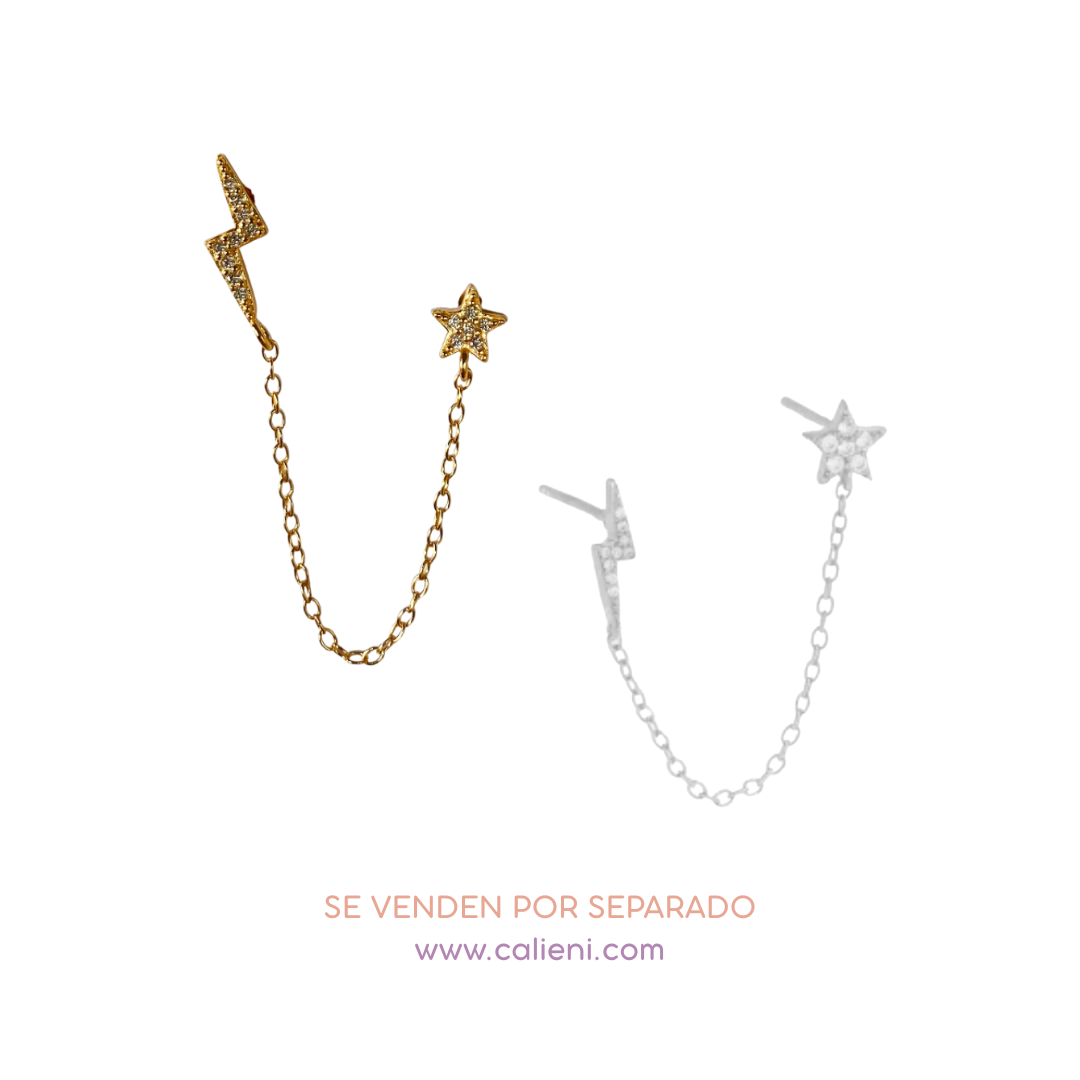 Bolt X stars earrings with chain