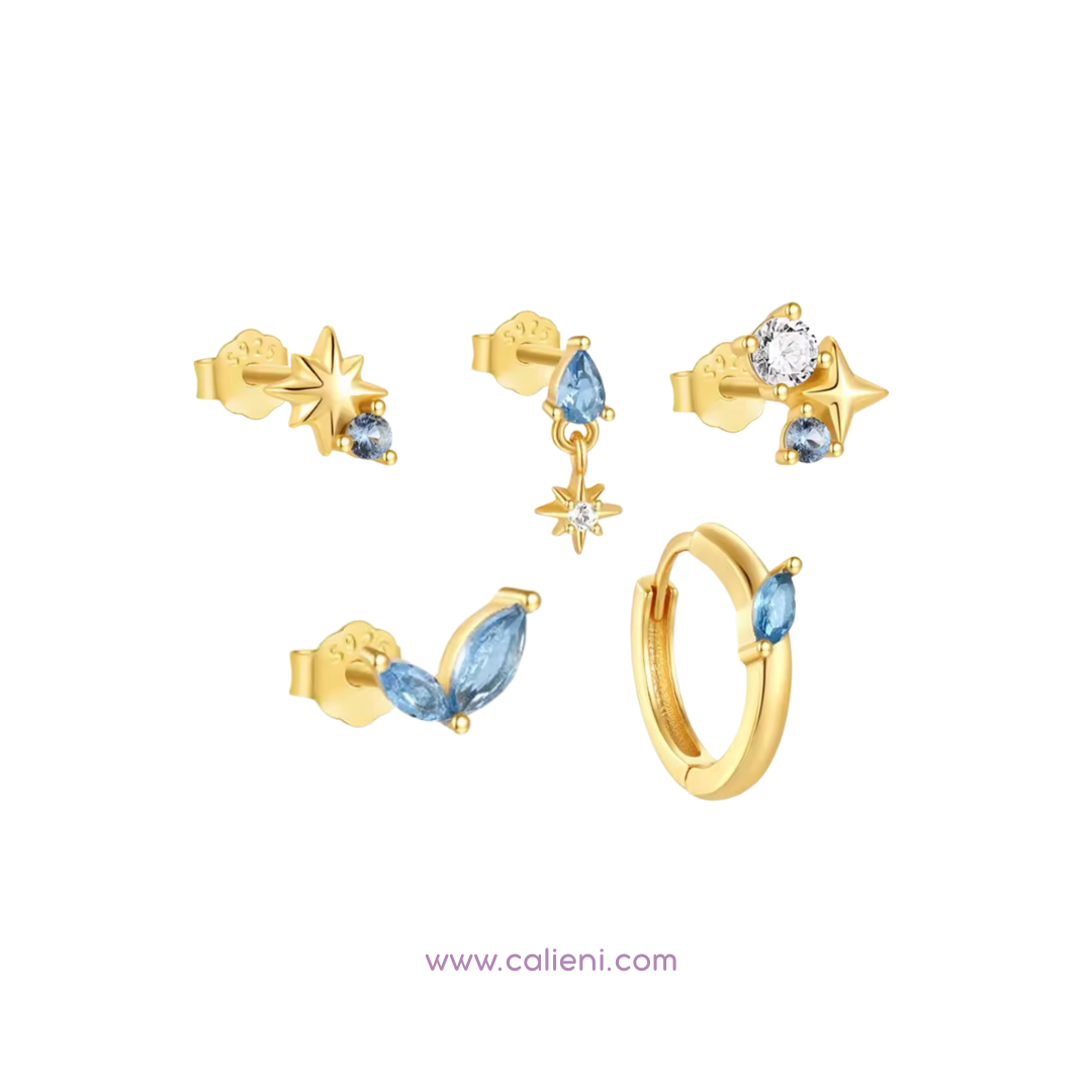 Sky blue individual piercings and huggies