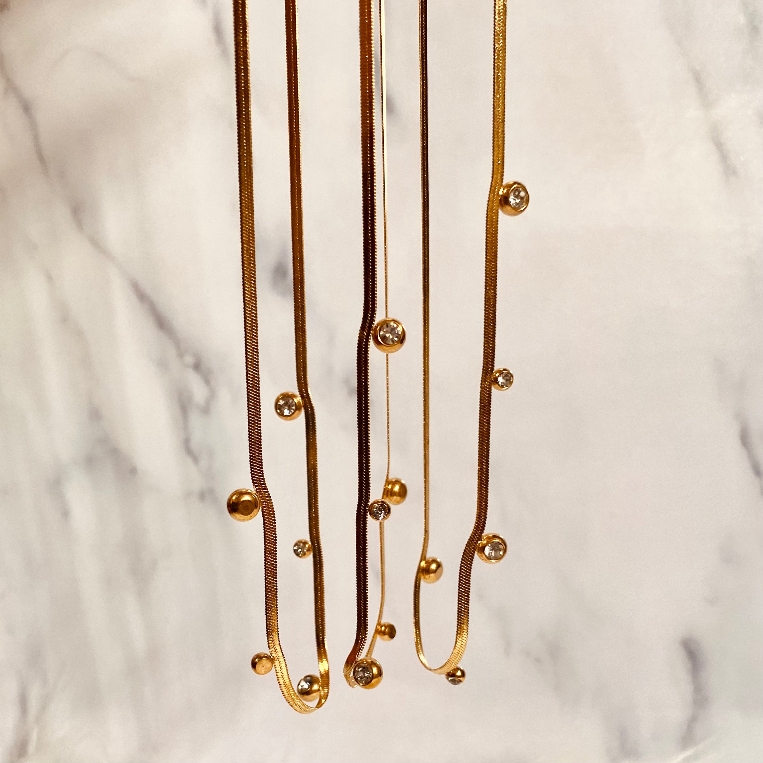 Crystal Drops Herringbone choker