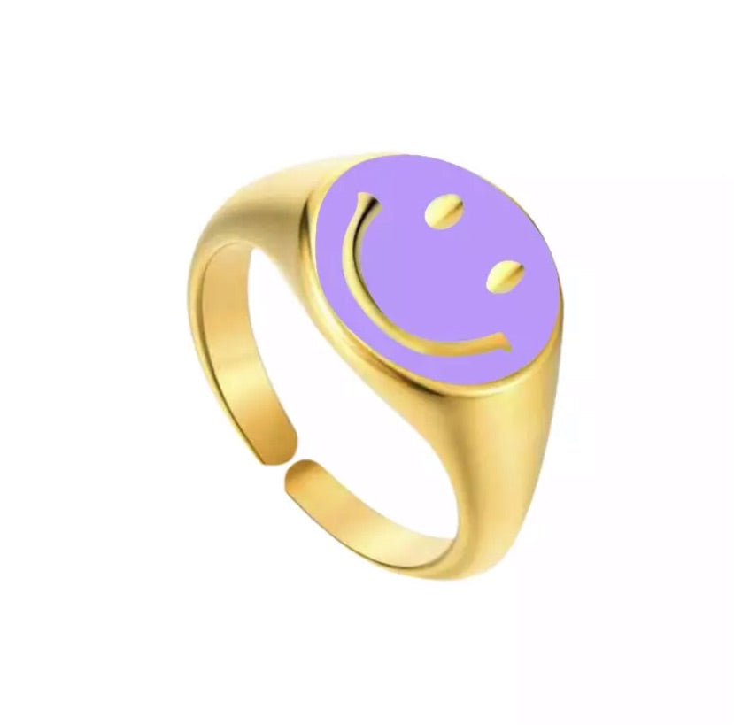 Smiley Enamel Ring