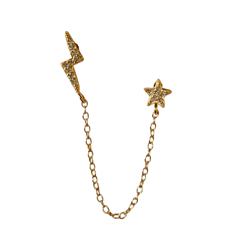 Bolt X stars earrings with chain