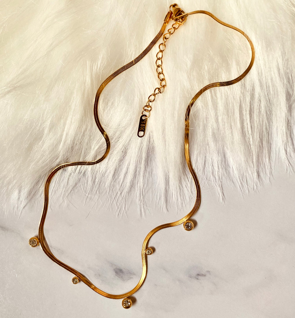 Crystal Drops Herringbone choker