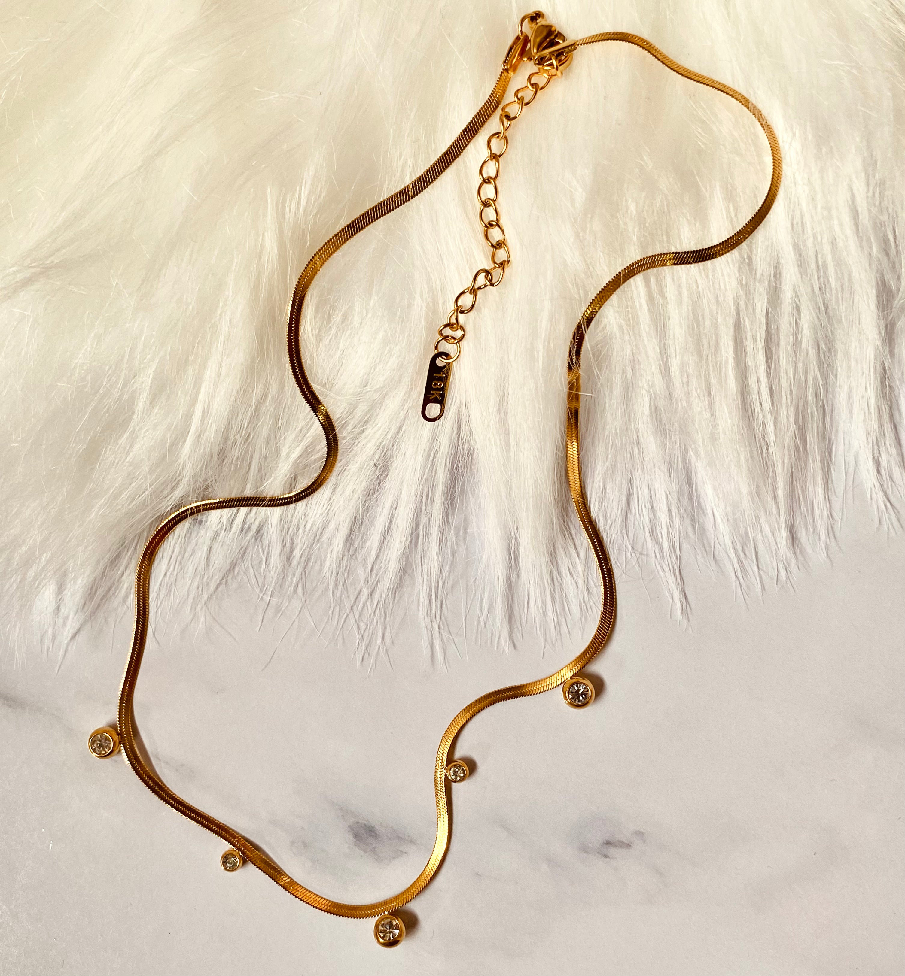 Crystal Drops Herringbone choker