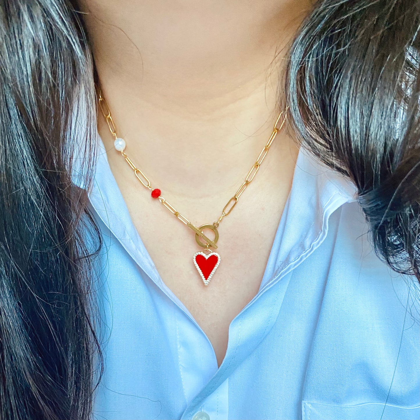 Scarlet Paperclip Necklace