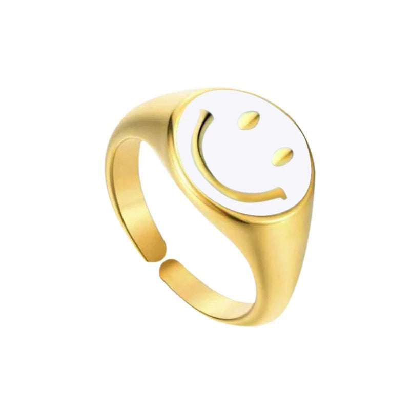 Smiley Enamel Ring