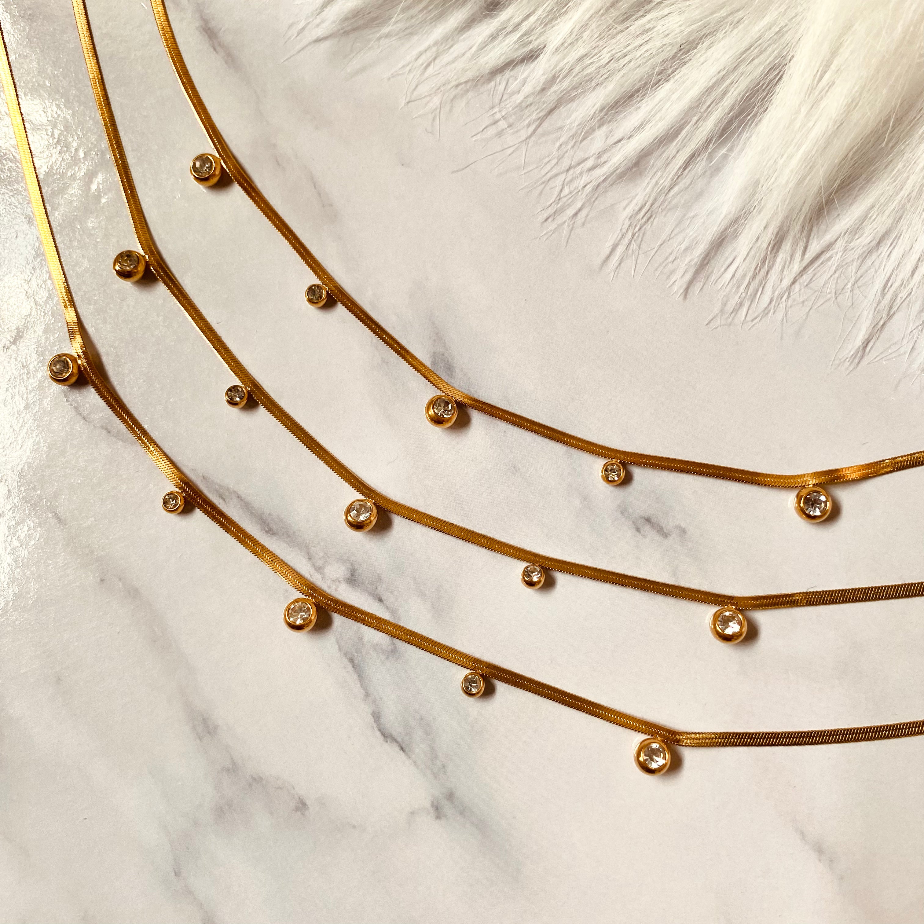 Crystal Drops Herringbone choker